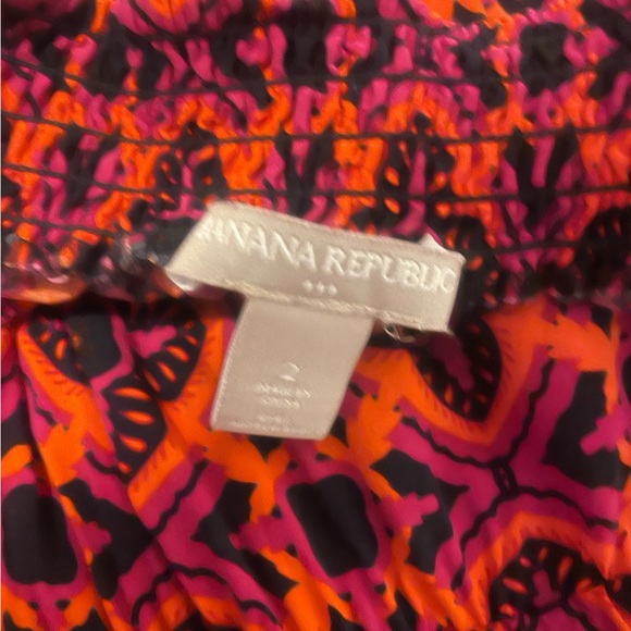 Banana Republic Strapless Patterned Jumpsuit Red Purple Navy Size 2 Pockets - Picture 6 of 6